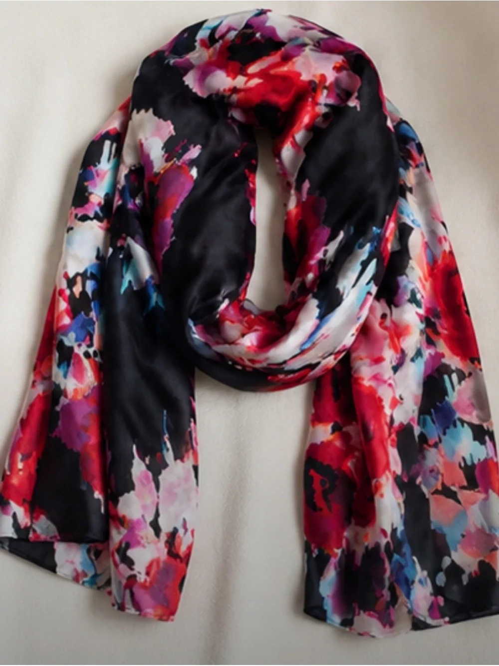 Kate Spade 100% Silk Floral Fringe Scarf Shawl Wrap 30.5
